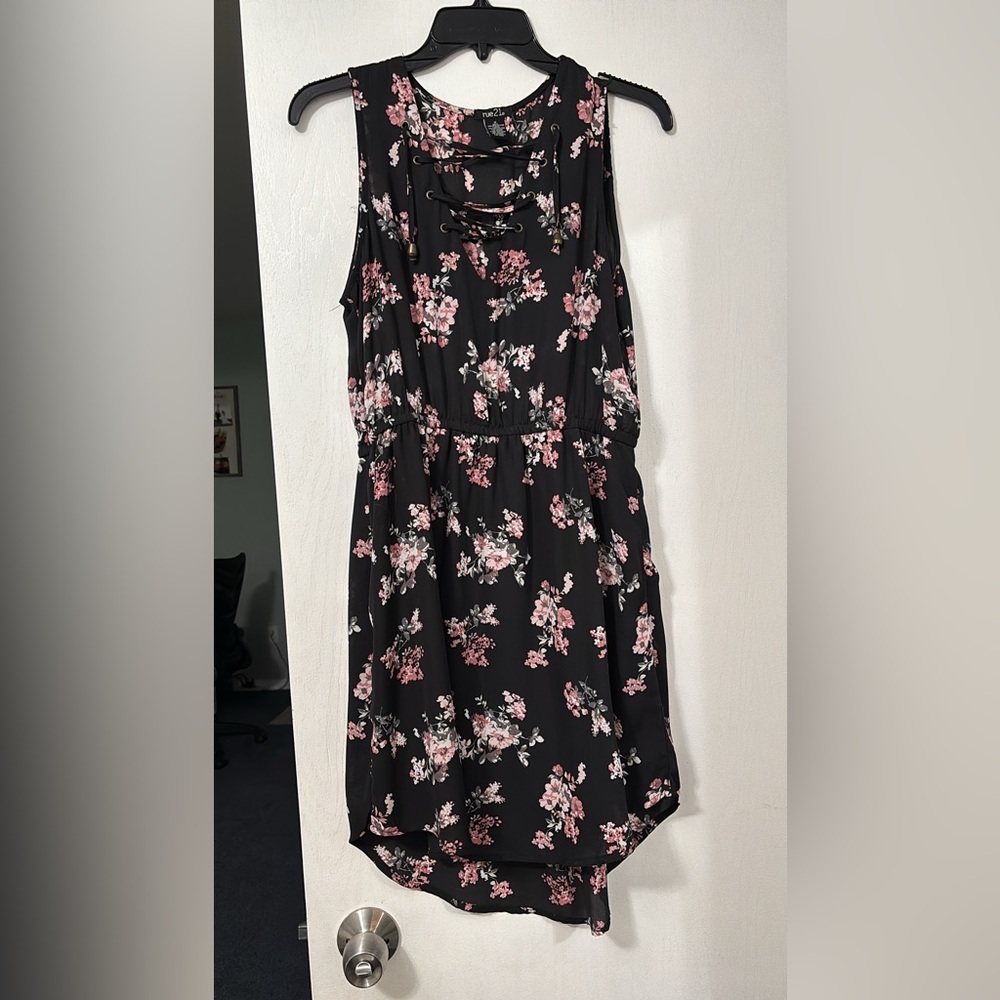Rue21 Floral Black and Pink Dress size medium